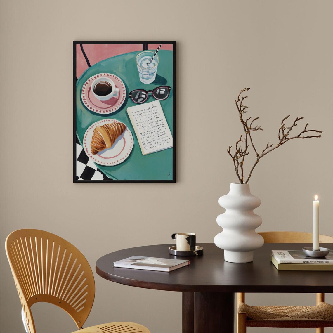 Food Spread Art Lunch With Friends Art Print Kitchen Wall Art Food Painting Colorful Wall Art Living Room Print - Image 4