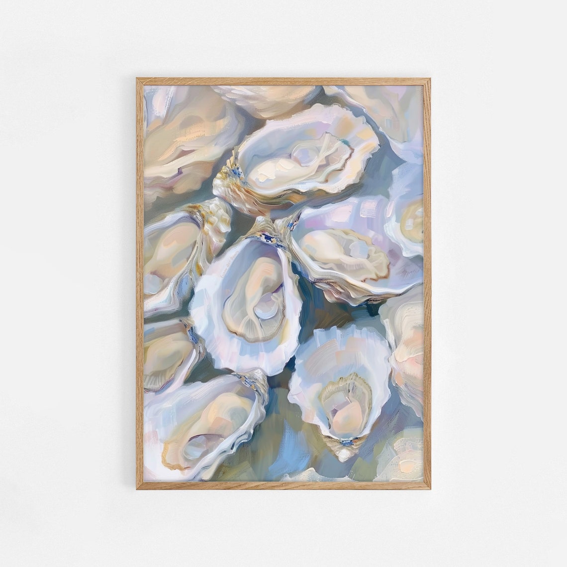 Pastel Oyster Shells Coastal Beachy Abstract Shell Art Poster