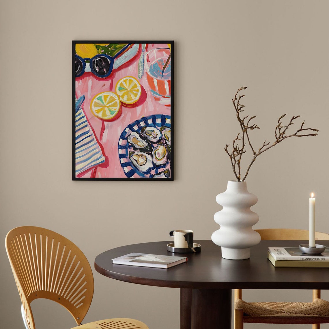 Food Spread Art Lunch With Friends Art Print Kitchen Wall Art Food Painting Colorful Wall Art Living Room Print - Image 4