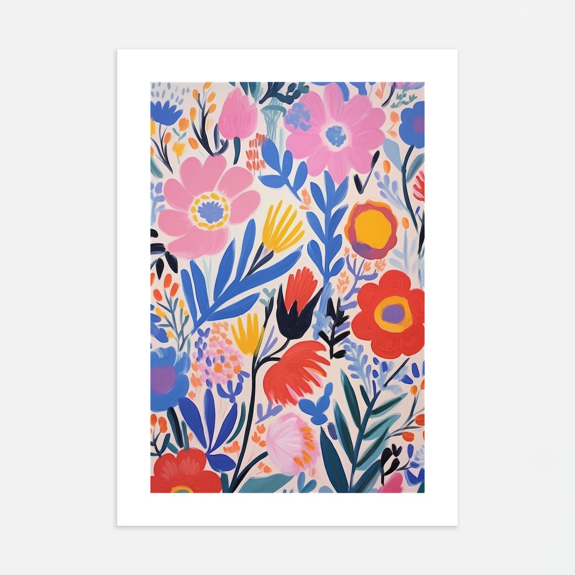 Colorful Folk Art Floral Bouquet Matisse Style Large Art Poster - Image 2