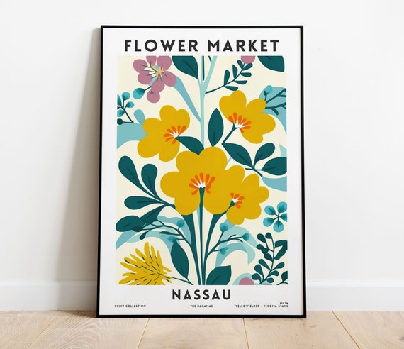 Nassau Poster Bahamas Flower Market Poster Floral Art Print Gallery Wall Art Flower Lovers Gift Ai Art Poster Floral Charm