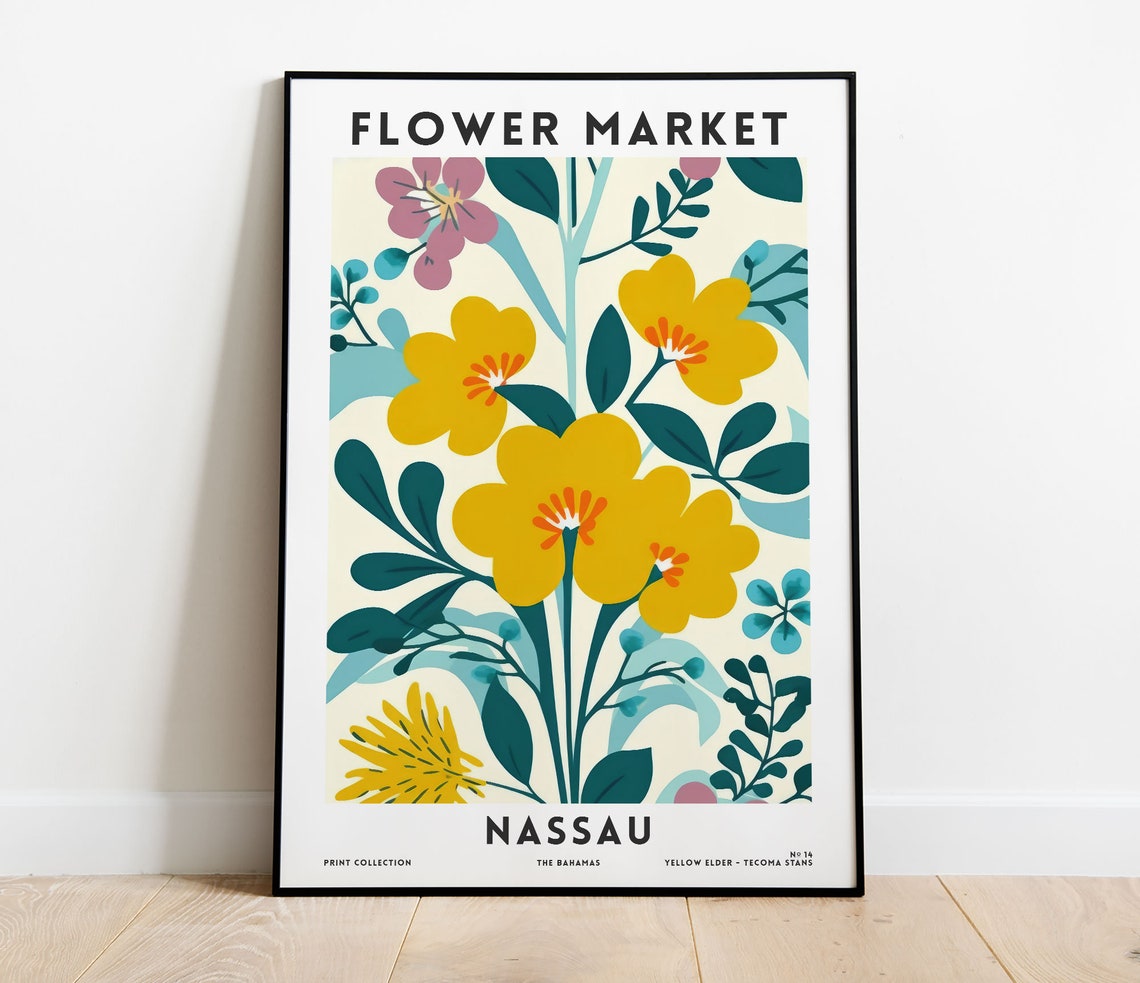 Nassau Poster Bahamas Flower Market Poster Floral Art Print Gallery Wall Art Flower Lovers Gift Ai Art Poster Floral Charm