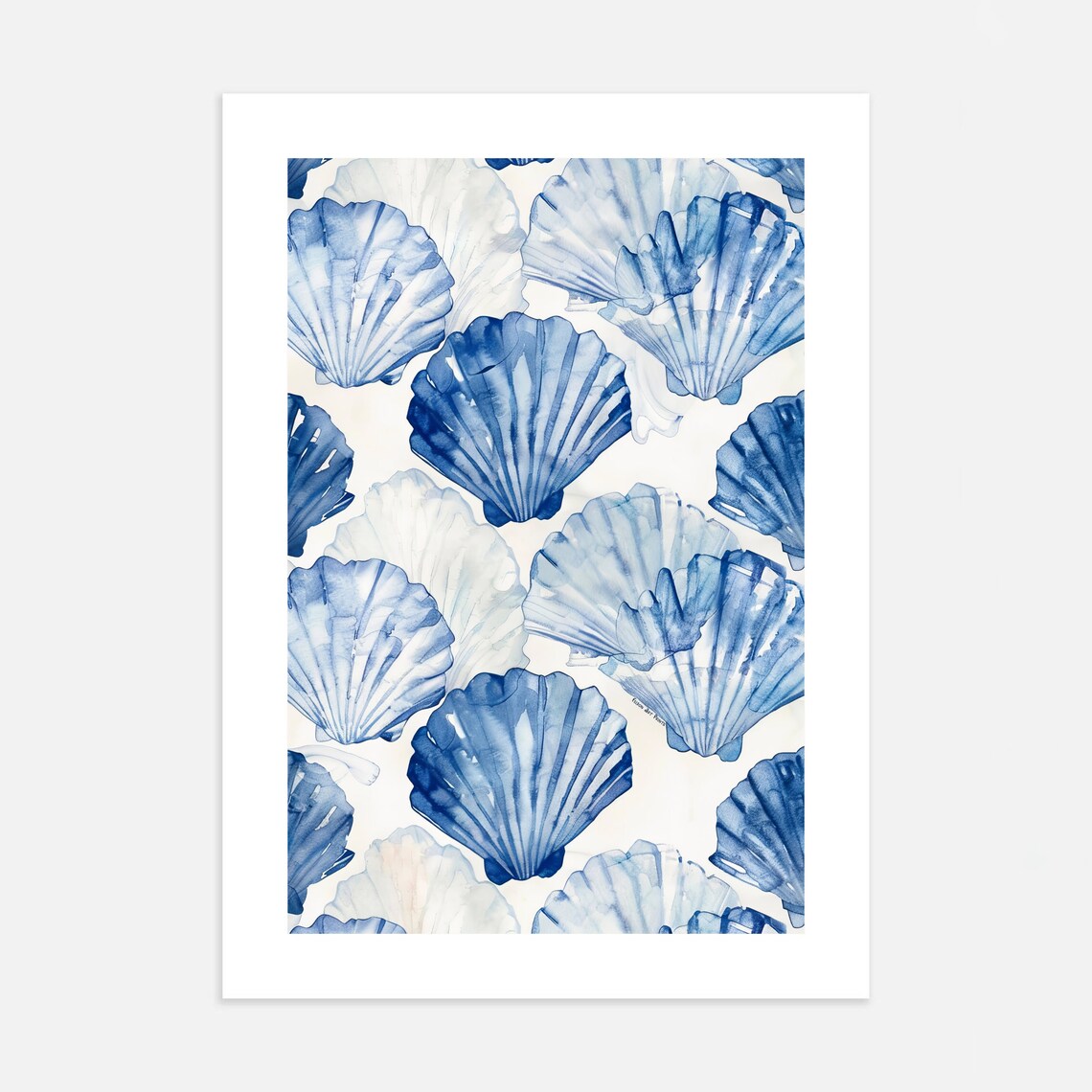 Summer Shell Print, Coastal Retro Seashell Art Print