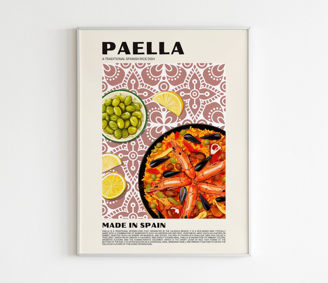 Paella Art Print, Spain Cuisine and Valencia Poster - Image 3
