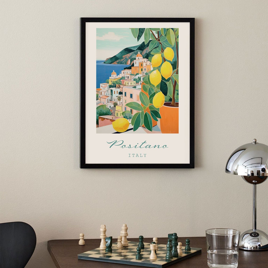 Positano Italy Vintage Travel Scene Amalfi Coast Lemon Poster - Image 2