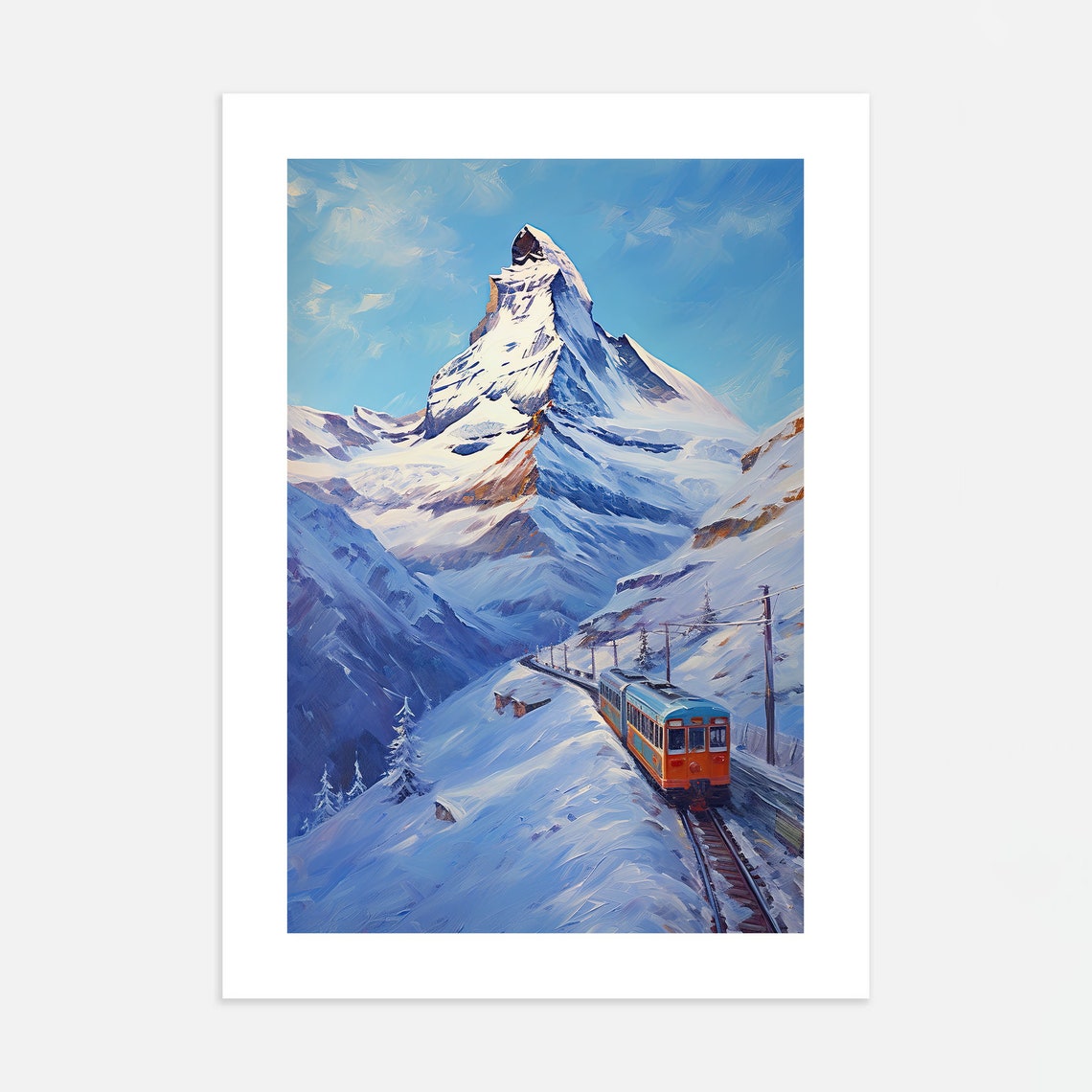 Switzerland Art Print Mountain Wall Art Swiss Alps Poster Winter Painting Matterhorn Travel Print Zermatt Swiss Mountains Wall Art Gift - Image 4
