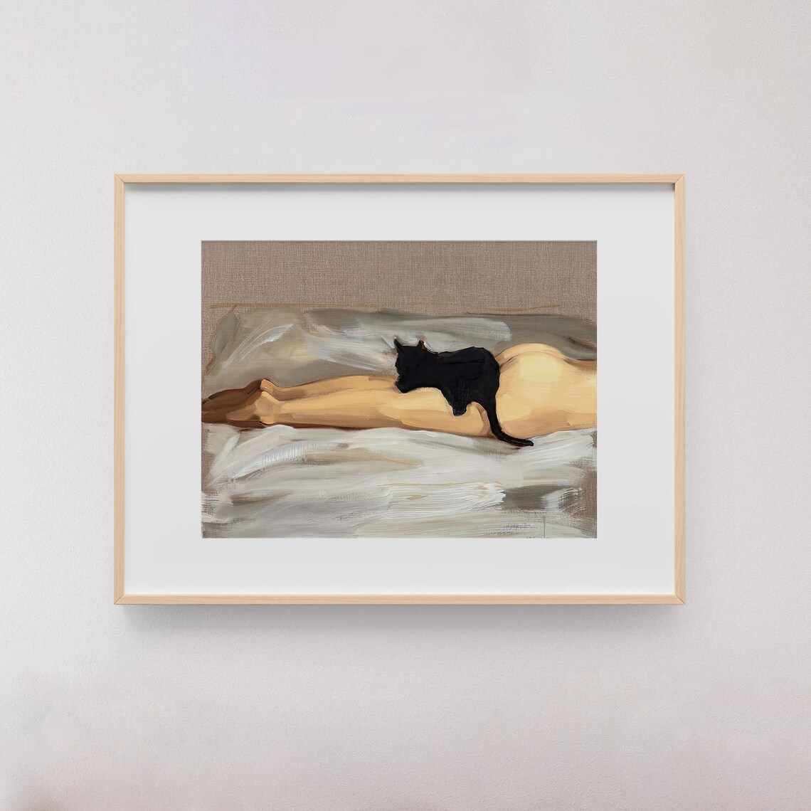 Woman In Bed With Black Cat, Dark Academia Art Print - Image 2