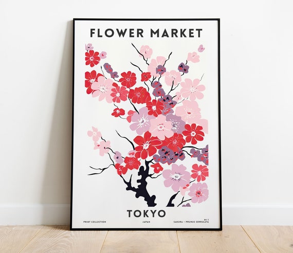 Tokyo Flower Market Art Print Colorful Floral Wall Decor
