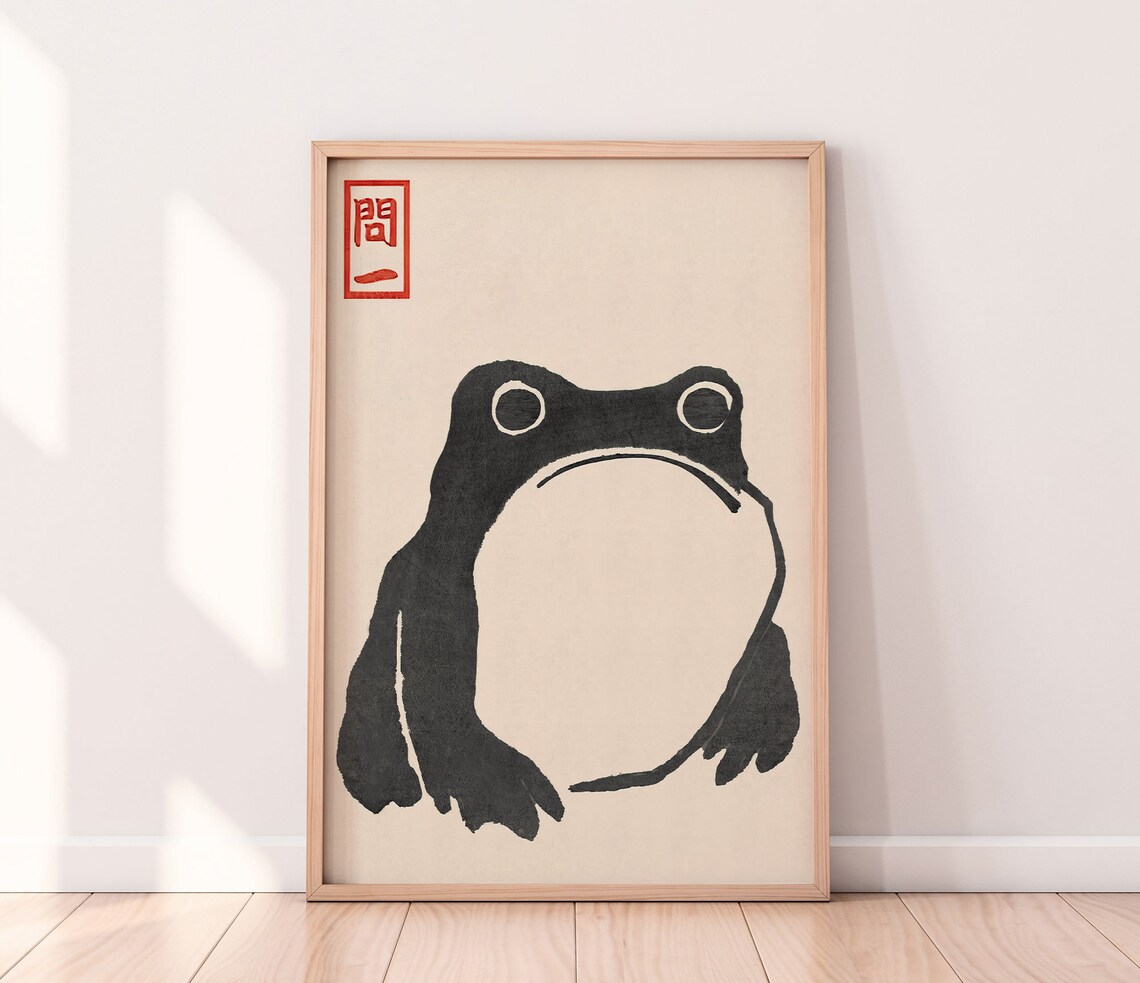 Matsumoto Hoji Frog Face Vintage Japanese Woodblock Art Poster - Image 3