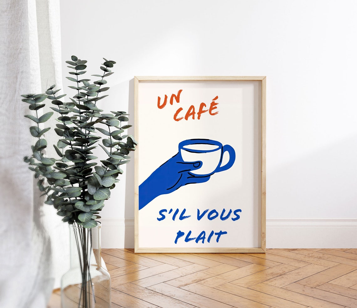 Un Cafe Sil Vous Plait French Coffee Cup Retro Kitchen Poster - Image 3