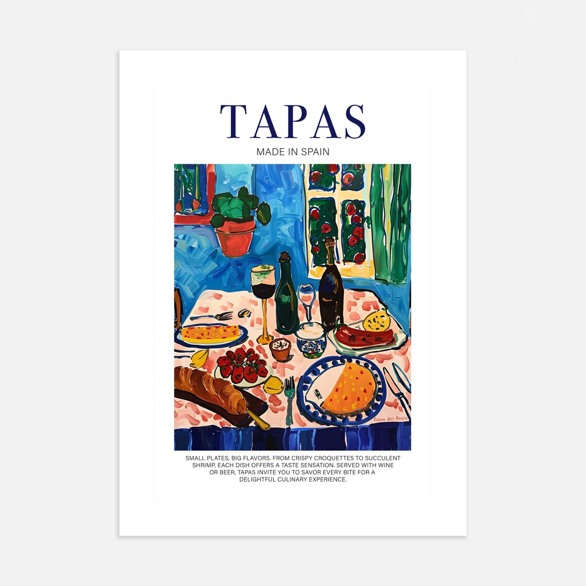 Tapas Made In Spain Colorful Food Table Fiesta Illustration Poster - Image 2