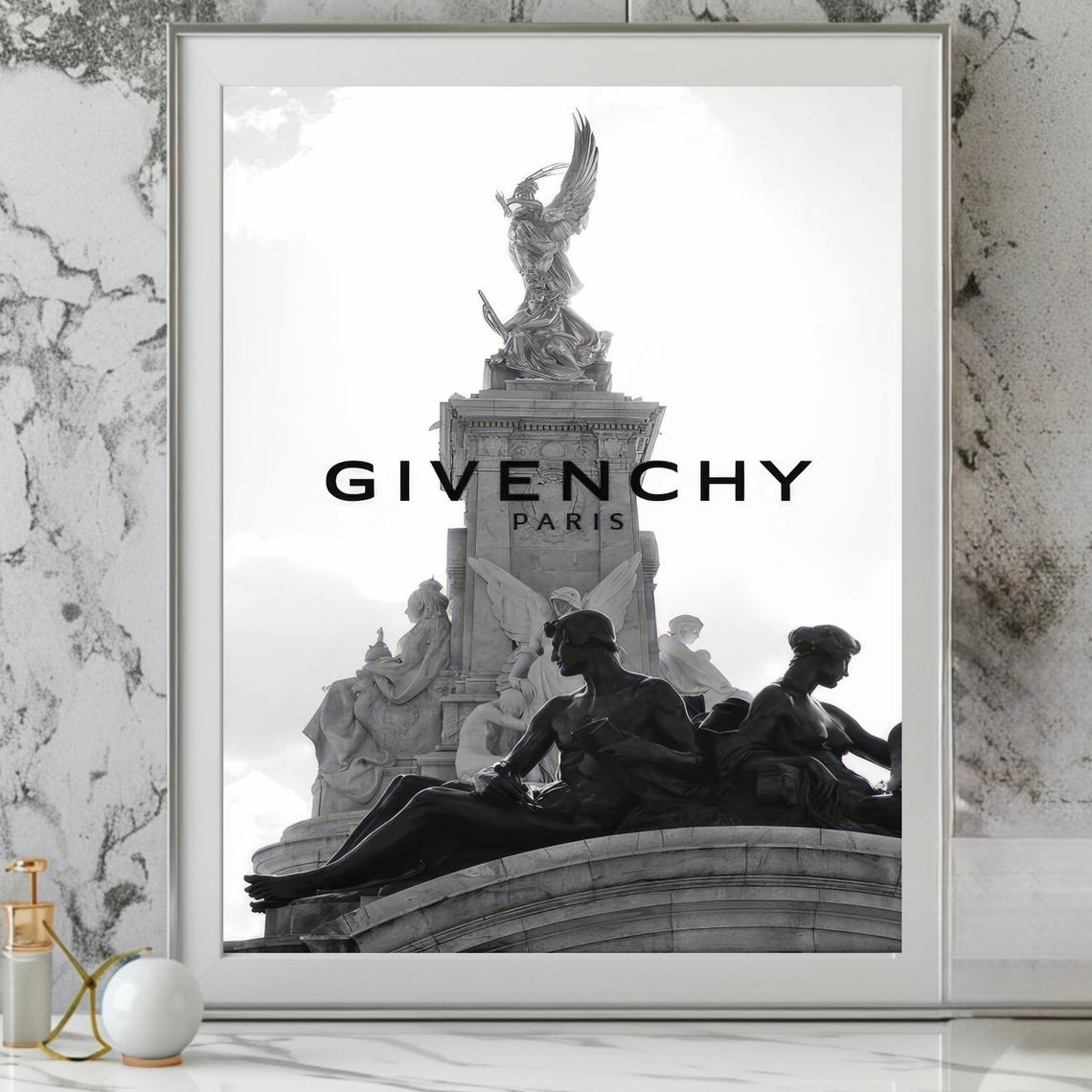 Givenchy Paris Black And White Angel Monument Luxury Fashion Poster