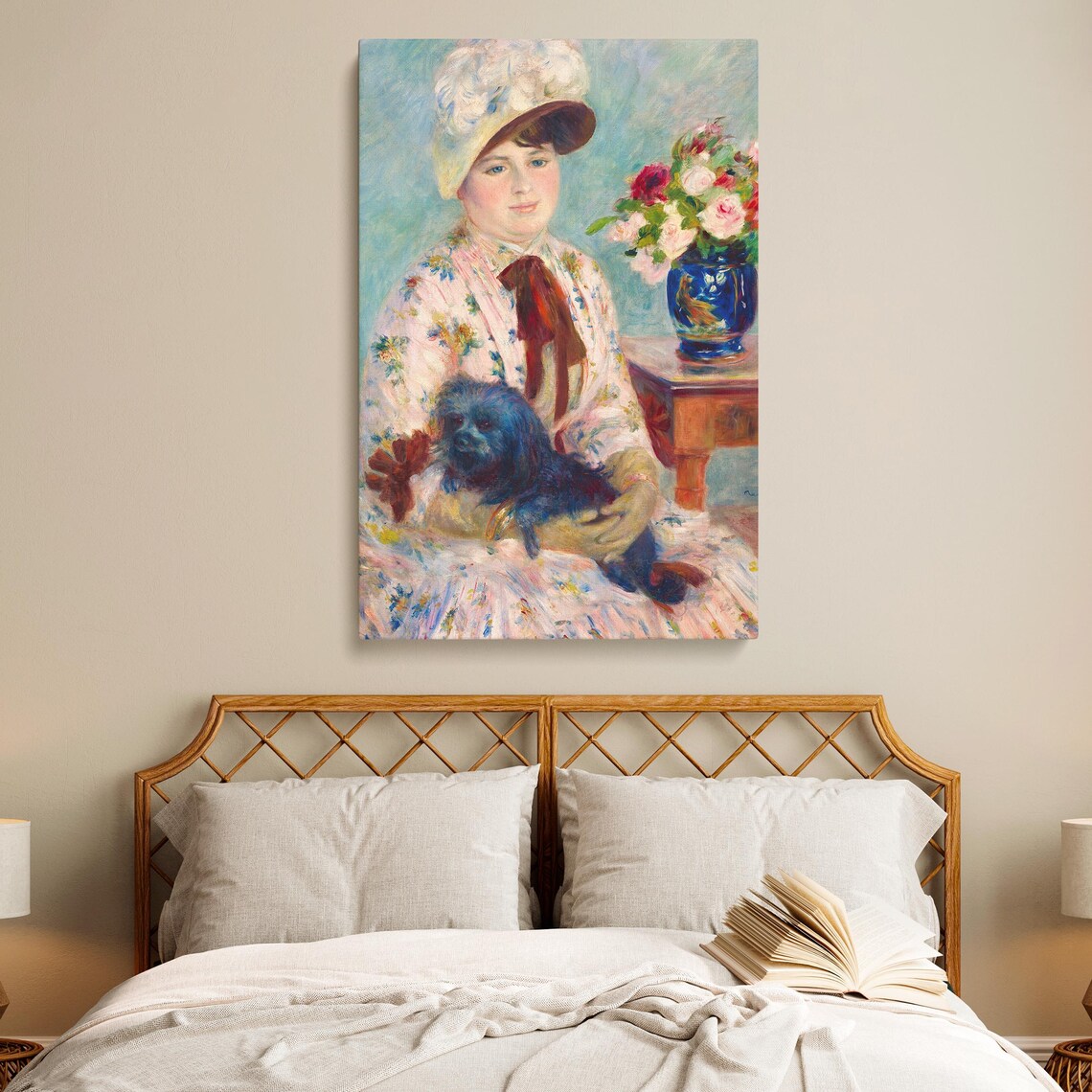 Renoir Mlle Charlotte Berthier Portrait Holding Dog Art Print - Image 2