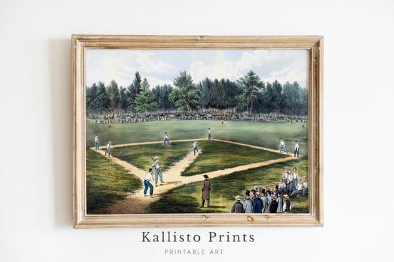 Vintage Baseball Illustration, Retro Sports Art Print