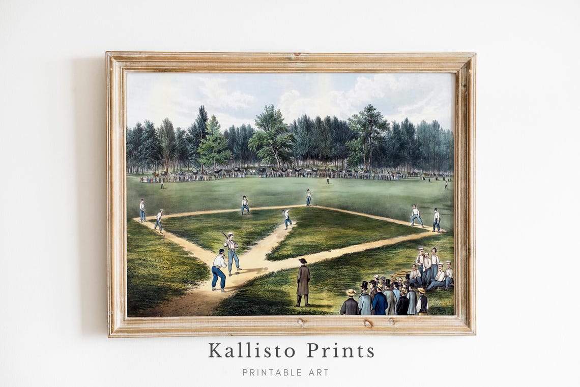 Vintage Baseball Illustration, Retro Sports Art Print