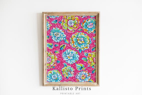 Colorful Floral Pattern Print, Boho Botanical Art