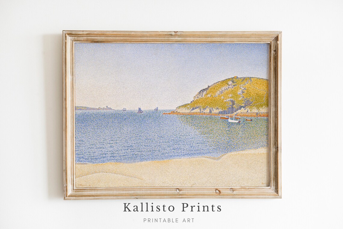 Paul Signac Pointillist Beach Scene With Sailboats Neo Impressionist Poster