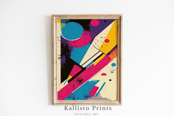 Bold Geometric Abstract Art Print Colorful 80s Retro Wall Decor Modern Minimalist 410