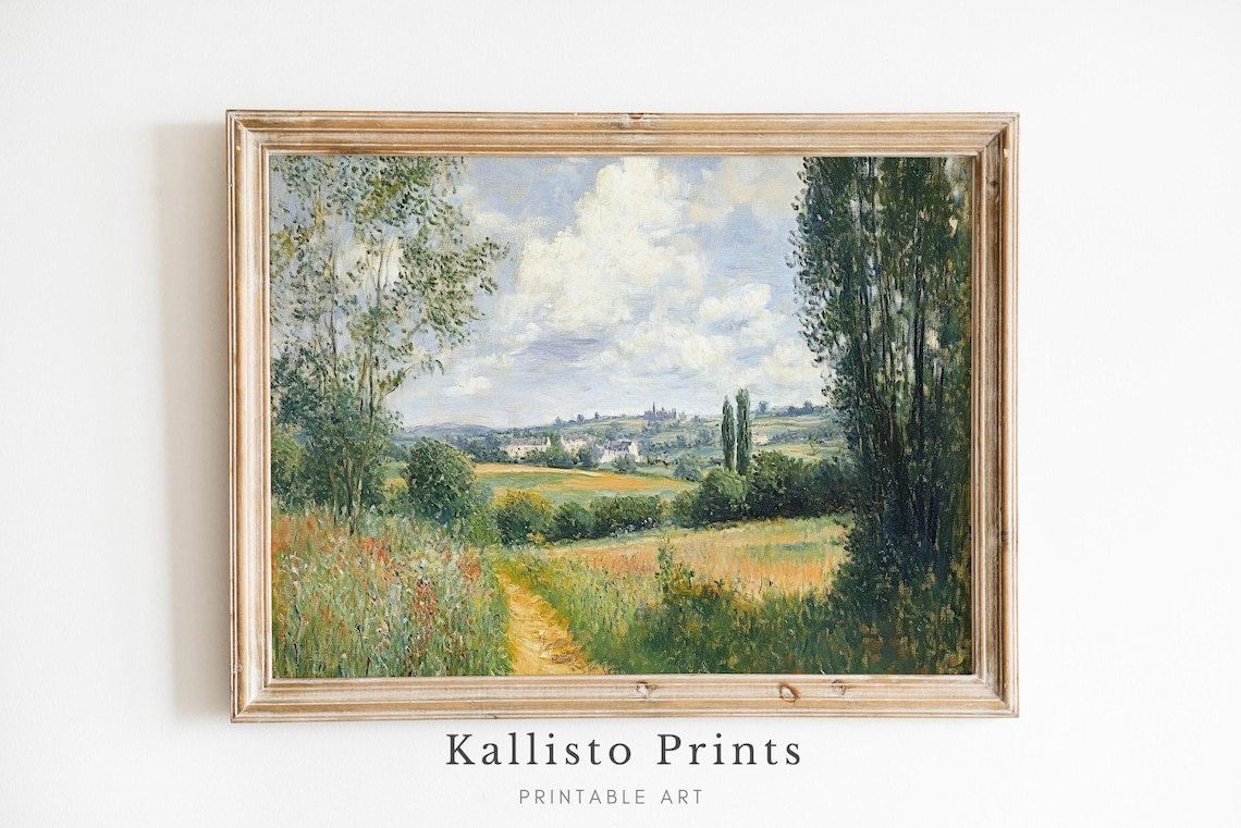 Sunny Countryside Path With Wildflowers And Trees Landscape Poster
