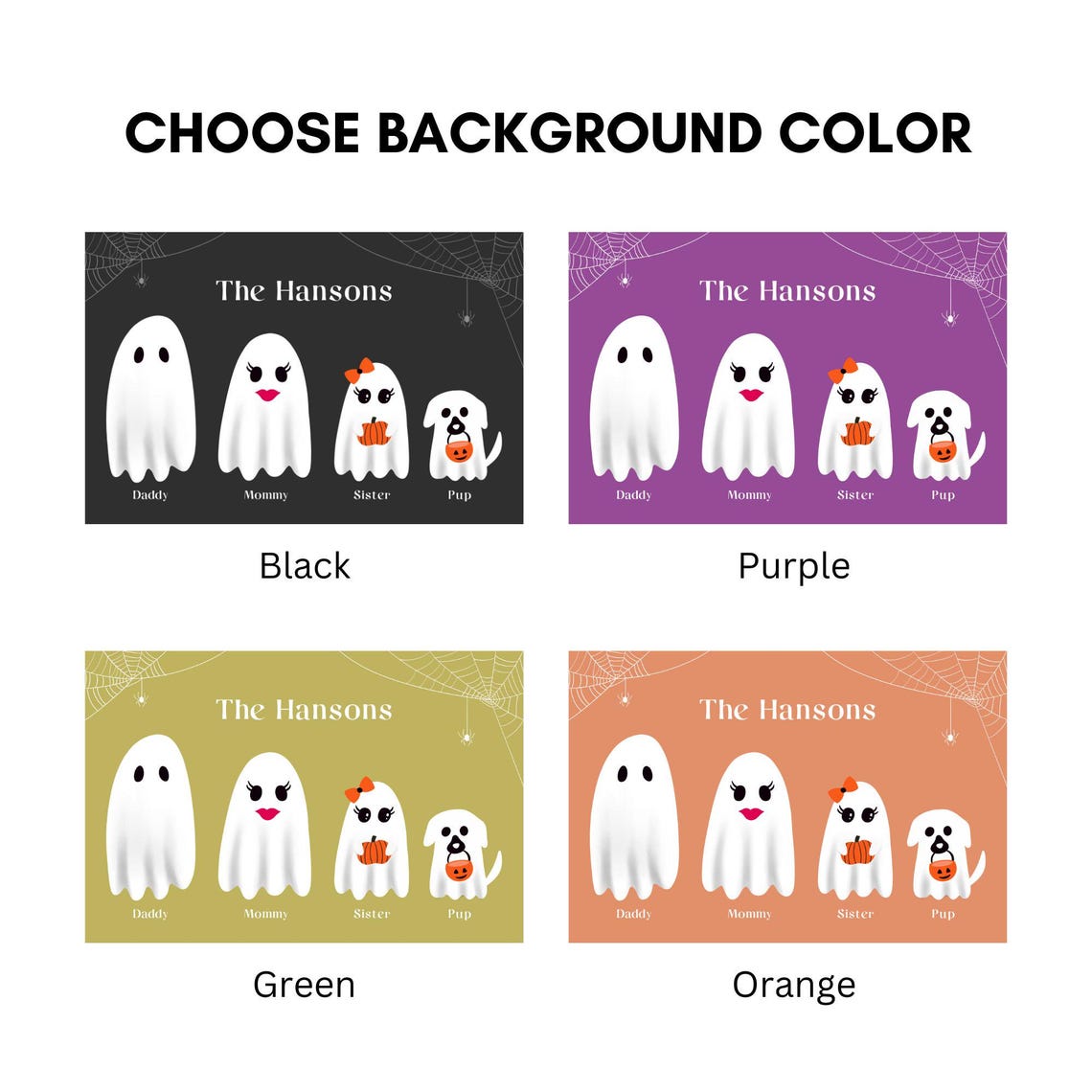Personalized Halloween Ghost Family Funny Cute Ghosts Poster - Image 3