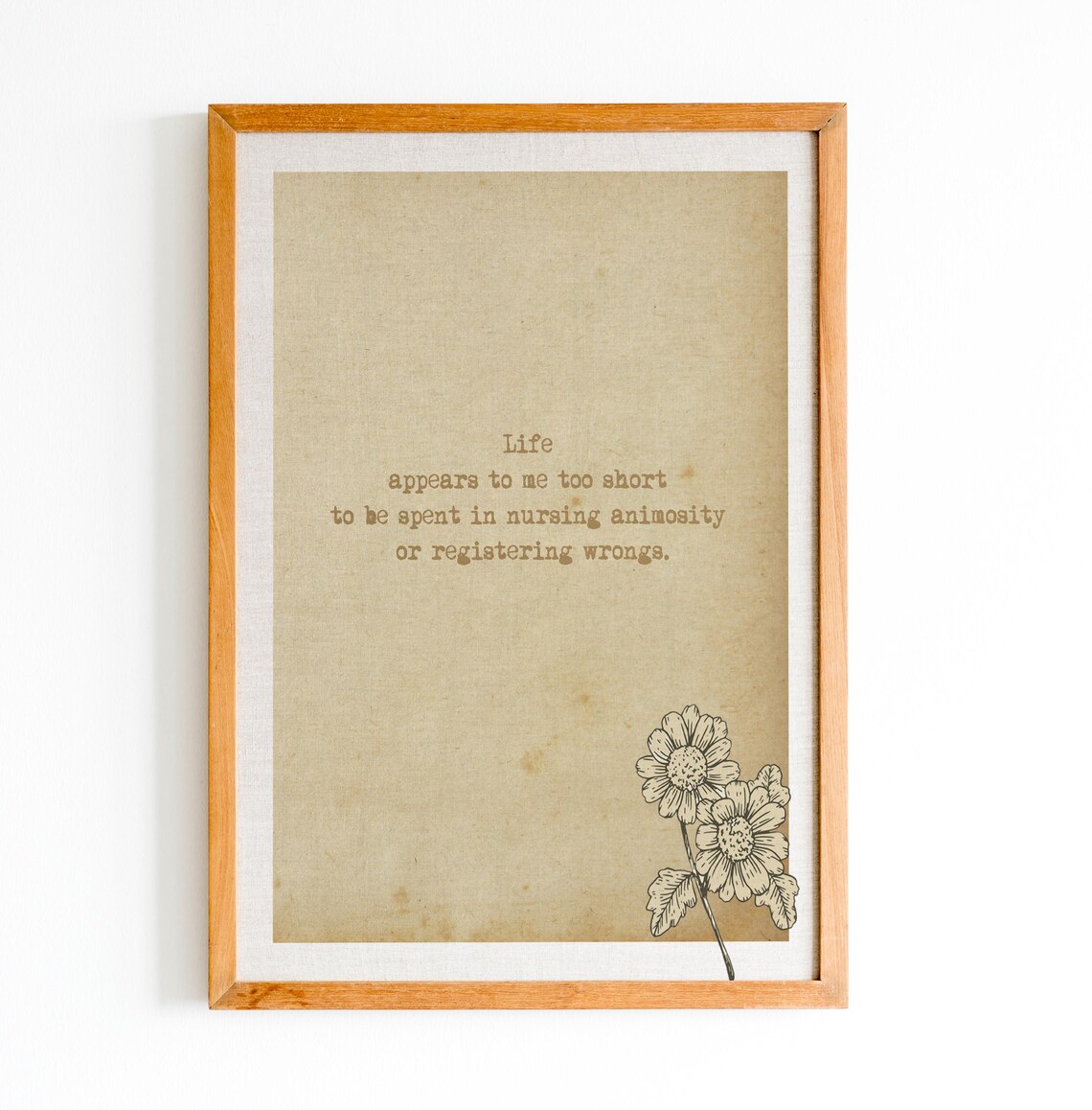 Jane Eyre Life Too Short For Animosity Quote Art Vintage Paper Poster