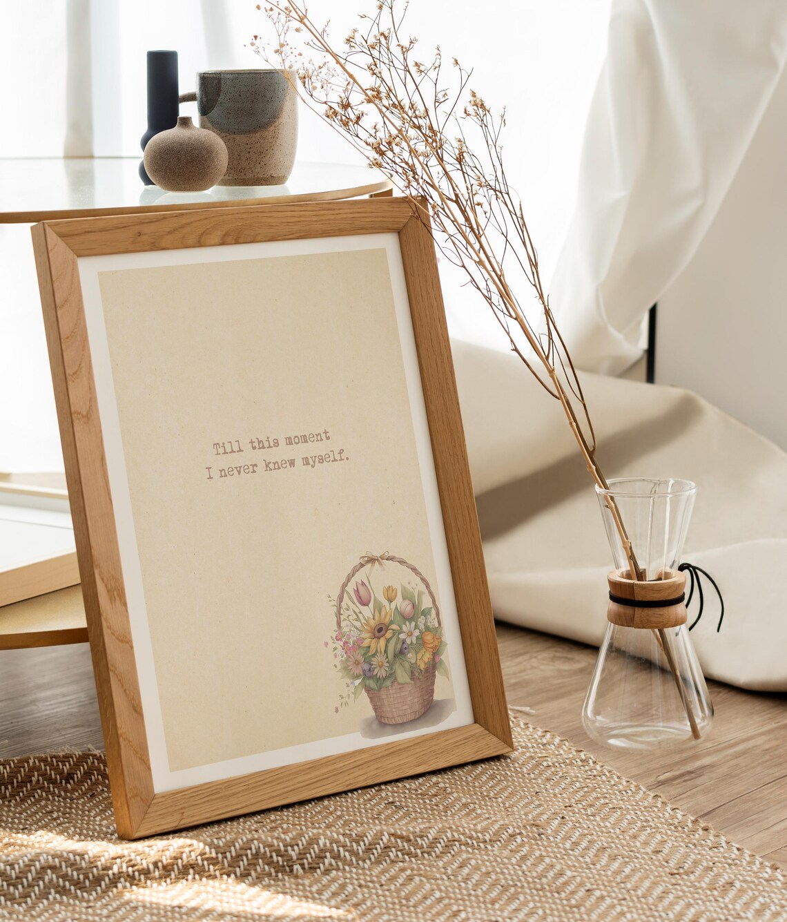 Pride and Prejudice Never Knew Myself Quote Art Vintage Paper Basket Poster - Image 2