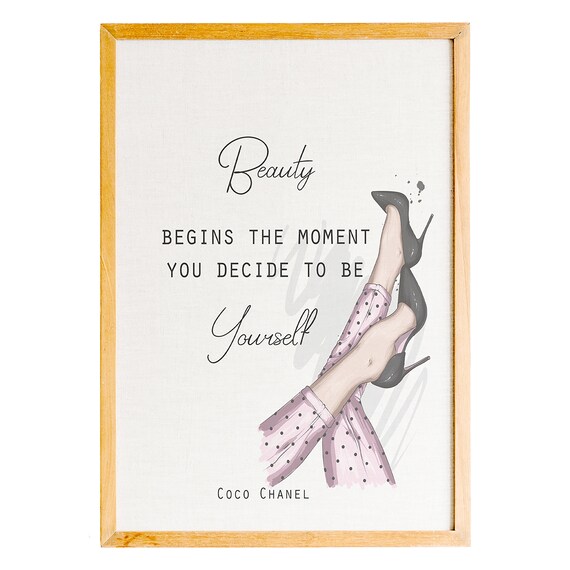 Coco Chanel Beauty Begins Be Yourself Heels Fashion Quote Poster
