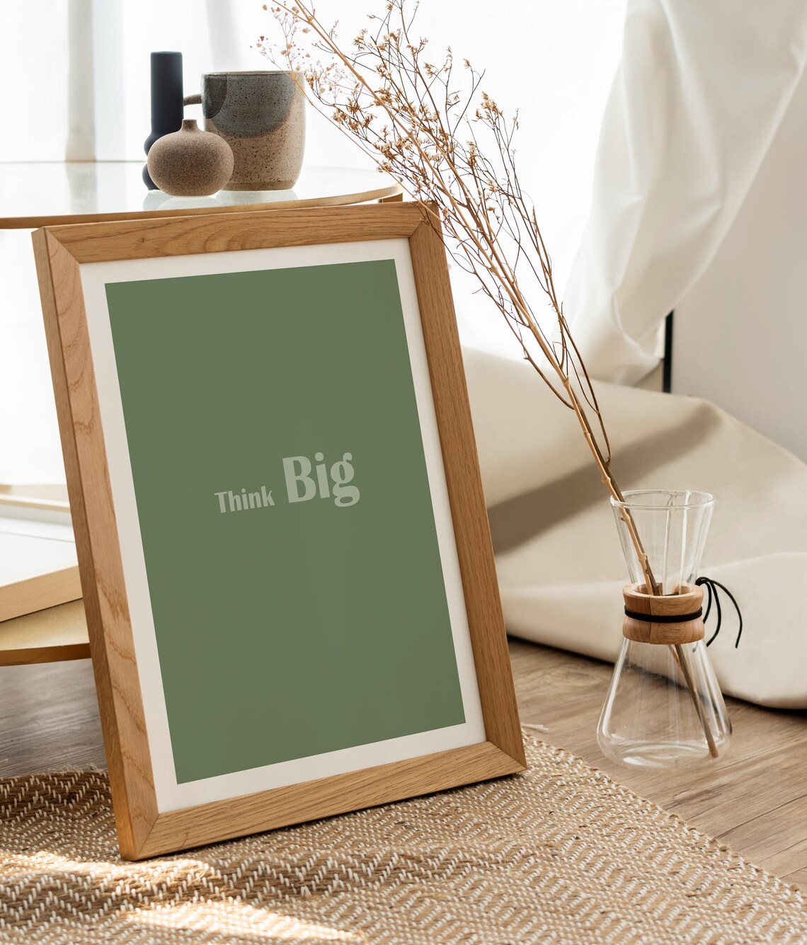 Think Big Green Minimalist Typography Motivational Office Quote Poster - Image 2