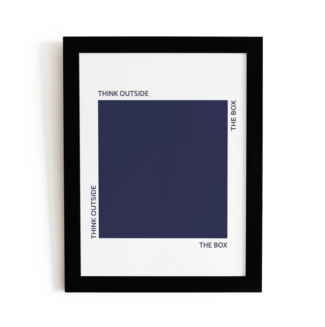 Think Outside The Box Navy Minimalist Quote Art Creative Office Poster