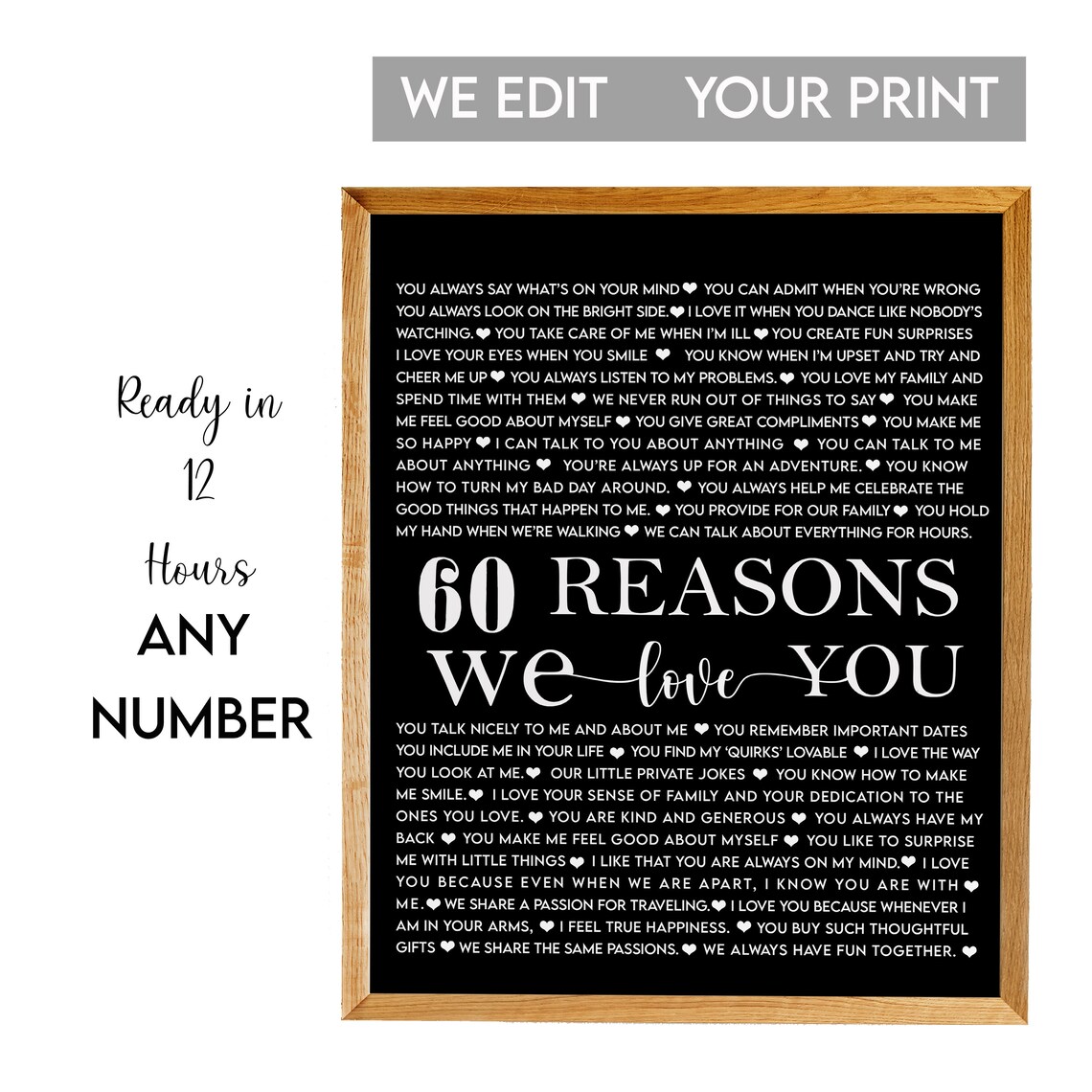 60 Reasons Why We Love You Black Chalkboard 60th Birthday Poster