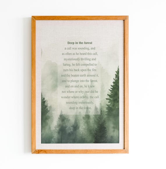 The Call Of The Wild Quote Print Jack London Poster Deep In The Forest Quote Classic Literature Quote Wall Art Wall Dcor