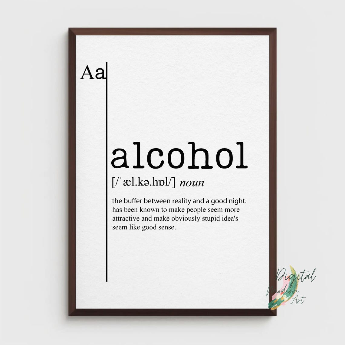 Wine Dictionary Definition Funny A Hug In A Glass Quote Art Poster - Image 3