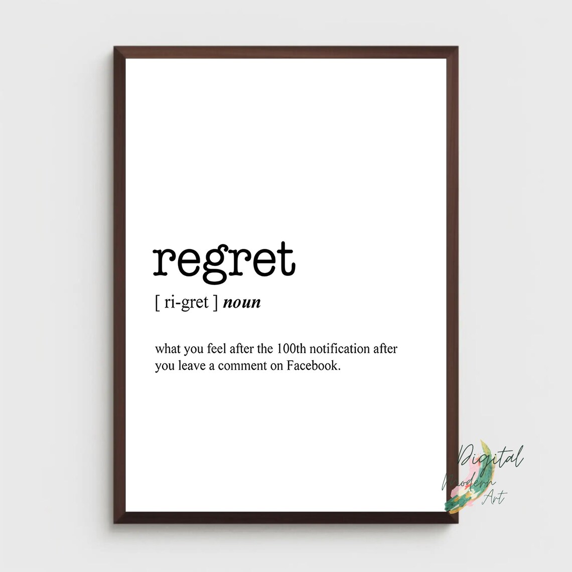 A4 Word Definition Print Regret Secret Wall Decor Humorous Quirky Art Print Urban Dictionary