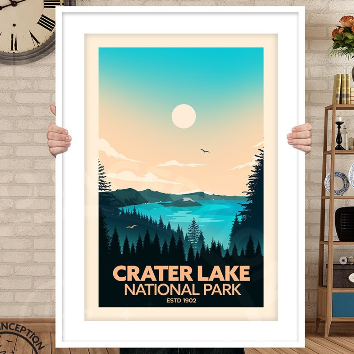 Crater Lake Established 1902 Travel Poster Art Print