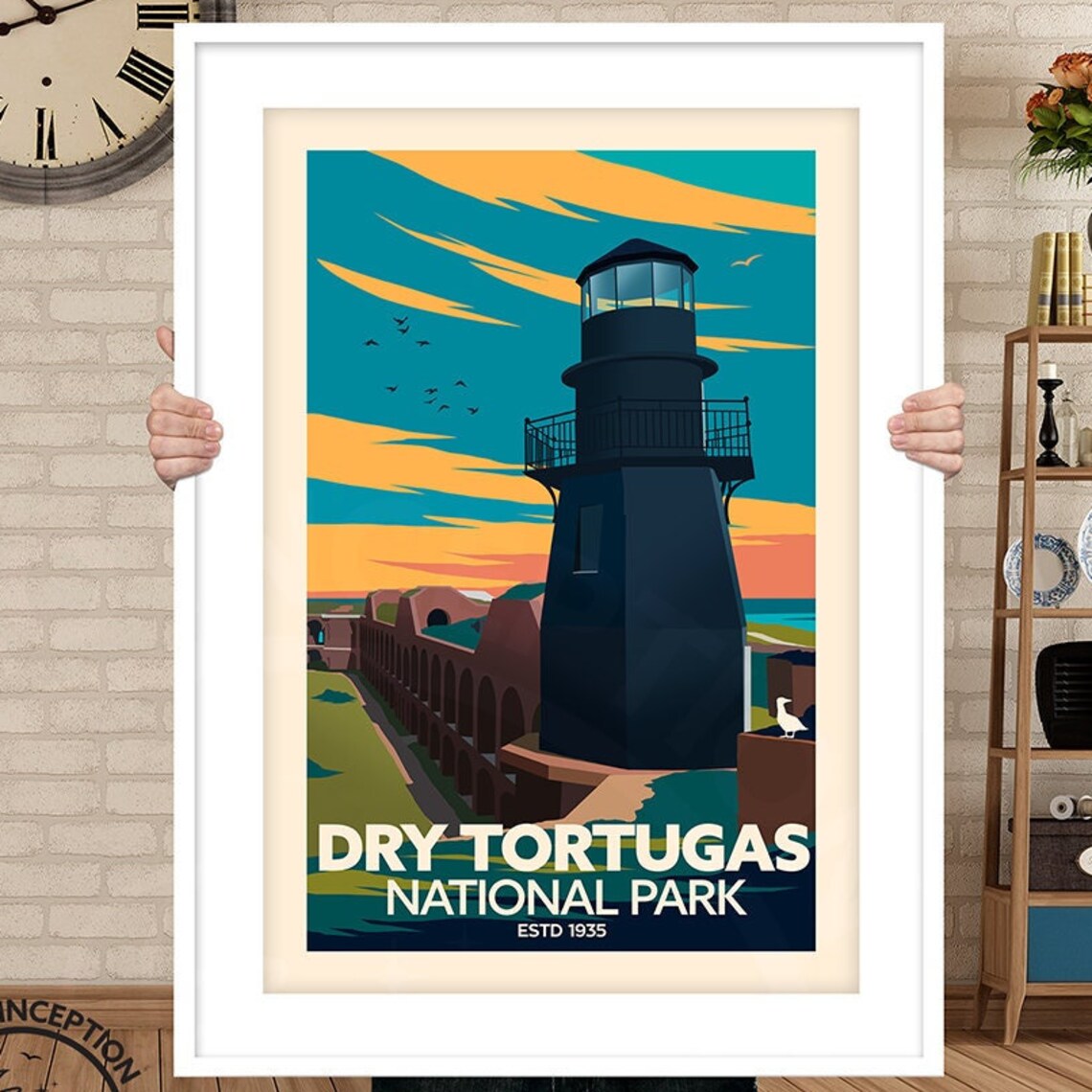 Dry Tortugas Traditional Style, Travel Poster