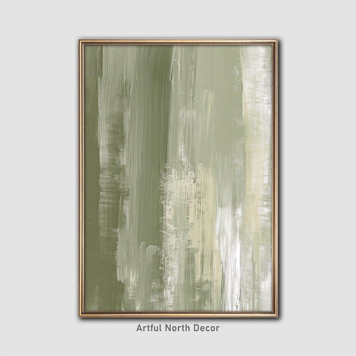 Sage Green Wall Art Abstract Painting Japandi Minimalist