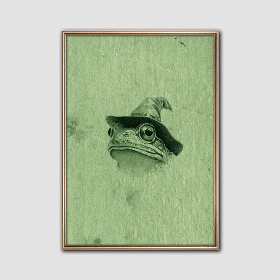 Witch Hat Frog Portrait Witchy Halloween Wall Art
