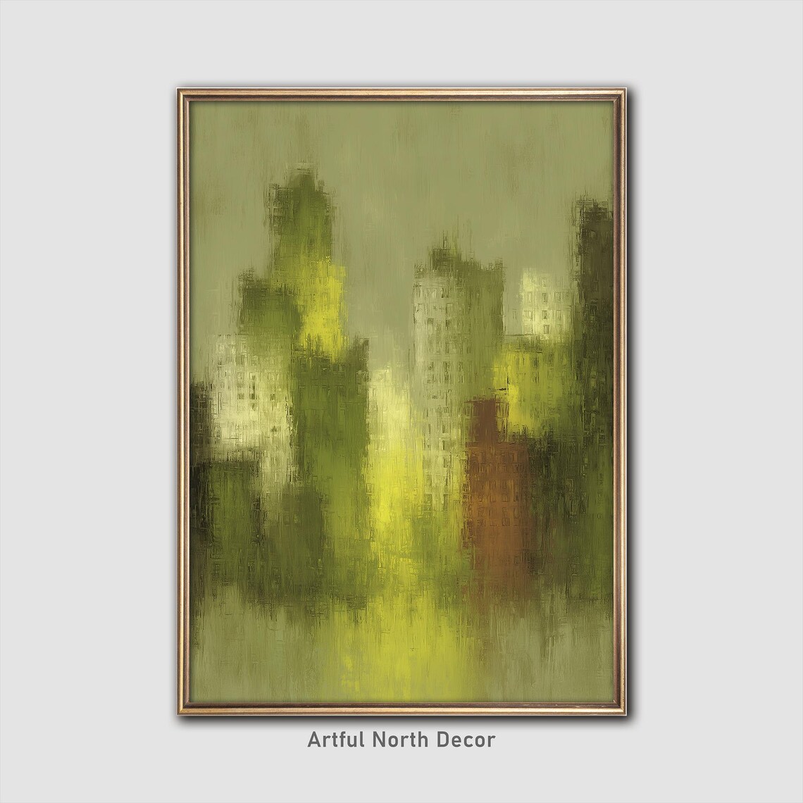 Green City Abstract Art Print, Urban Minimalist