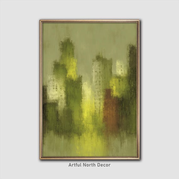 Green City Abstract Art Print, Urban Minimalist