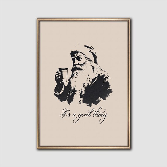 Retro Santa Coffee Funny Christmas Art Print