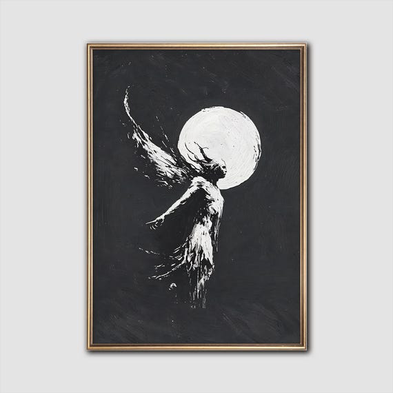 Moon Fairy Print Mystical Moonlight Wall Art Ethereal