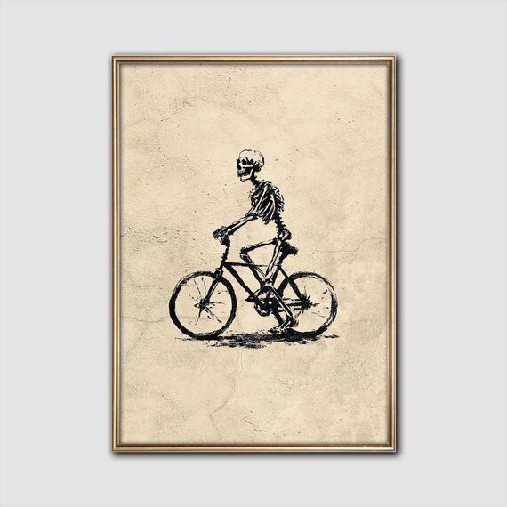Skeleton Bike Rider Moody Ink Wall Art