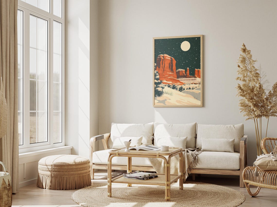 Arches National Park Winter Snow Poster Vintage Travel Poster National Park Art Print Snow Landscape Festive Holiday Decor Red Rock Canyon - Image 4