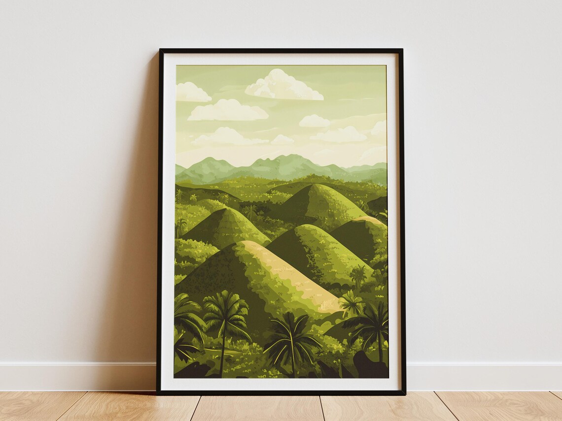 Chocolate Hills Bohol Green Mounds Tropical Valley Landscape Poster