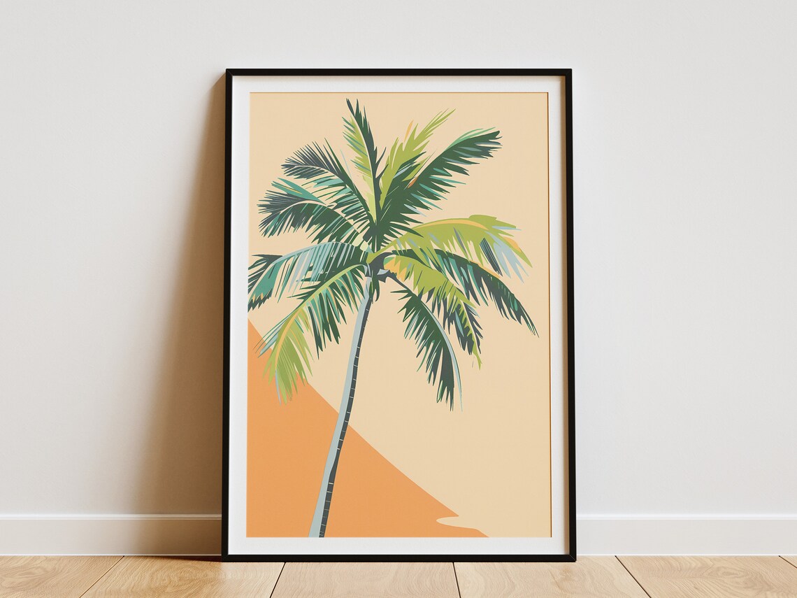 Palm Tree Minimalist Art Print Tropical Wall Decor Beach Decor Modern Art Poster