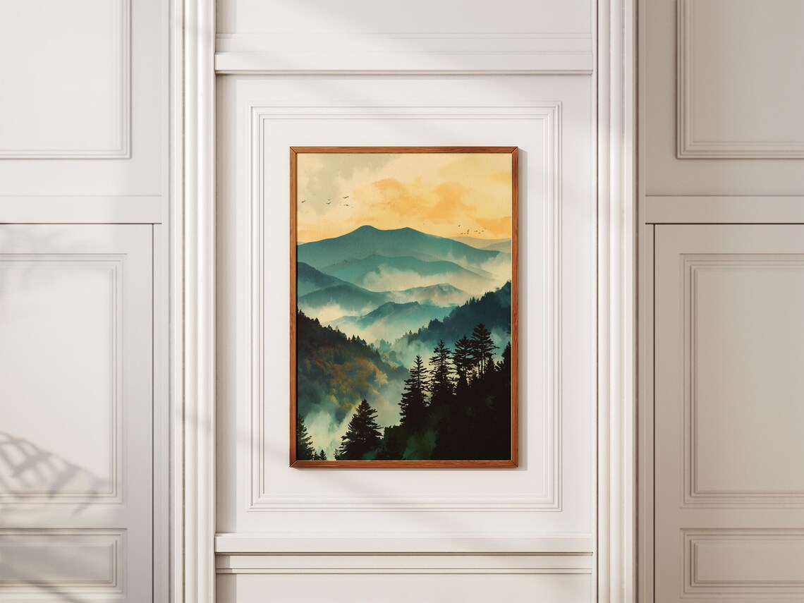 Great Smoky Mountains Tennessee Misty Ridges Sunset Nature Poster - Image 2