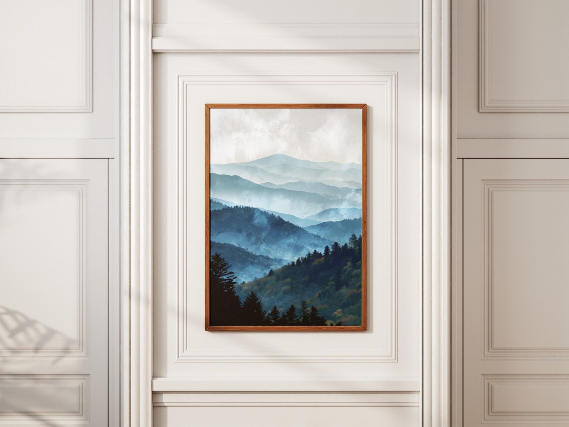 Great Smoky Mountains Blue Ridge Misty Peaks Art Travel Poster - Image 2