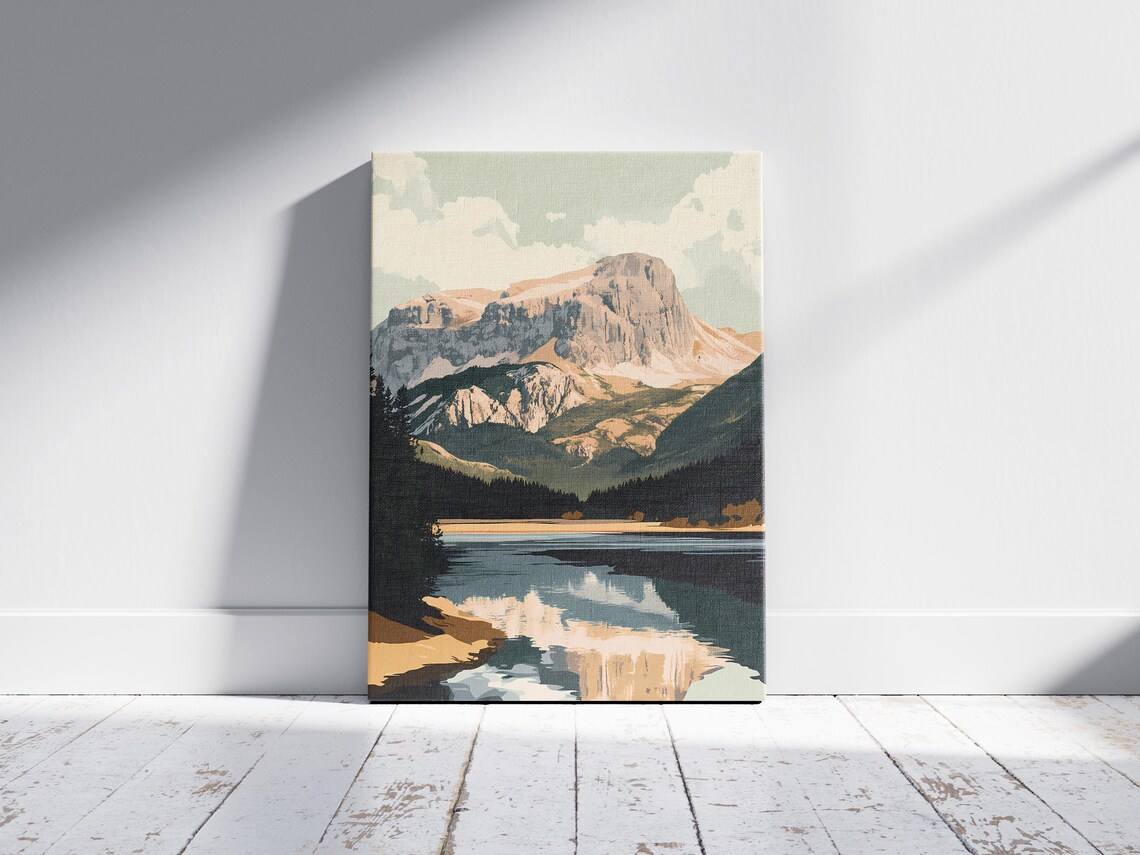 Durmitor National Park Mountain Lake Reflection Scenic Art Poster - Image 2