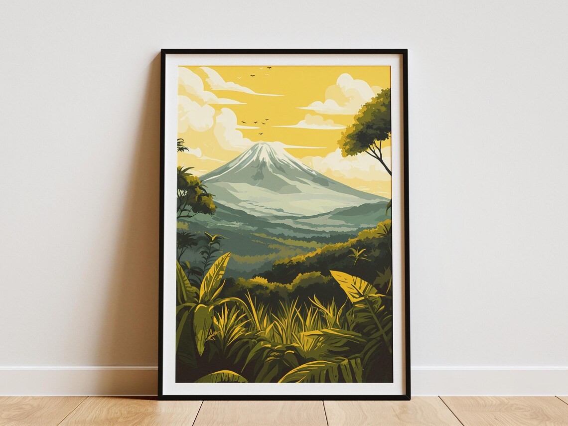 Virunga National Park Congo Africa Poster Tropical Landscape Print African Safari Art Vintage Travel Poster Nature Wall Art Jungle Mountain