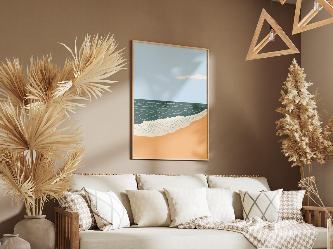 Ocean Wave Rolling onto Beach Minimalist Summer Coastal Poster - Image 3